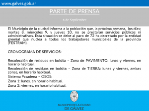 Paro Municipal: Servicios