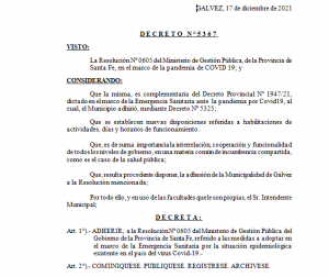 Gálvez implementa Nuevas Disposiciones para Actividades, Días y Horarios de Funcionamiento