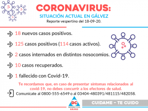 CORONAVIRUS: Reporte Vespertino 18 de Septiembre