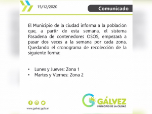 Comunicado: Osos 2 veces por semana